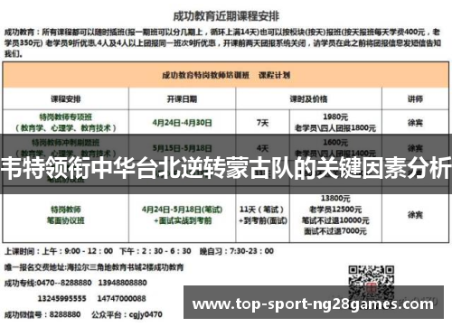 韦特领衔中华台北逆转蒙古队的关键因素分析 韦特领衔中华台北逆转蒙古队的关键因素分析